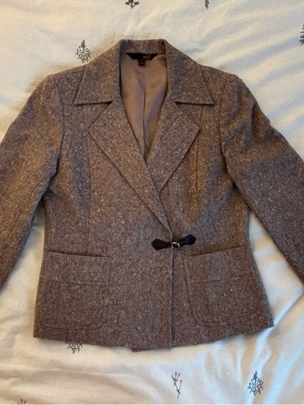 Brown Tweed Women's Blazer with Toggle Closure